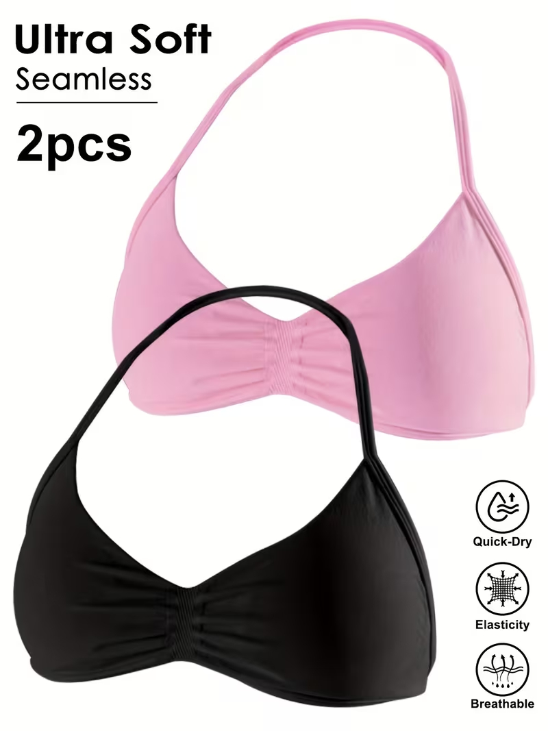 Push Up Bra Padded - قطعتان من توبات رياضية نسائية بدون
