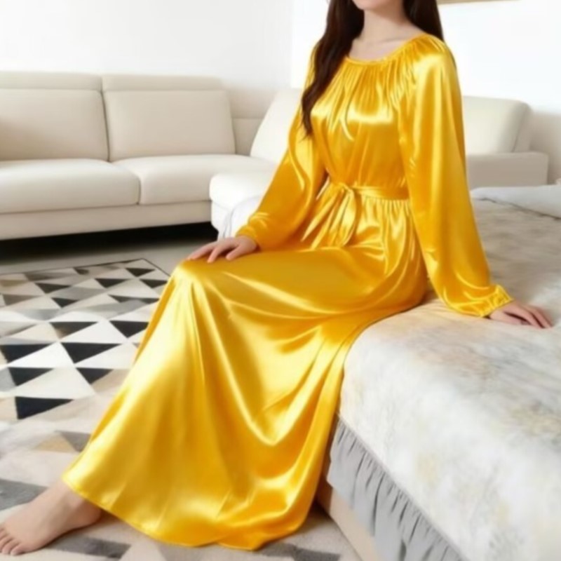 روب نوم حريري لامع مع حزام، فس - مراجعة Robe Silk Women وسعره