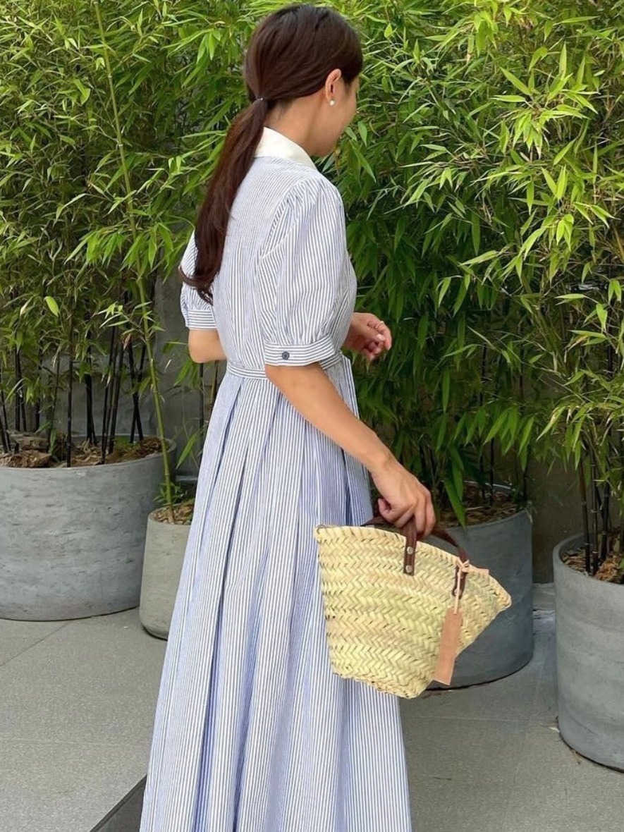 فستان أنيق بتصميم عتيق مخطط مع - مراجعة Corset Waist Cinch وسعره